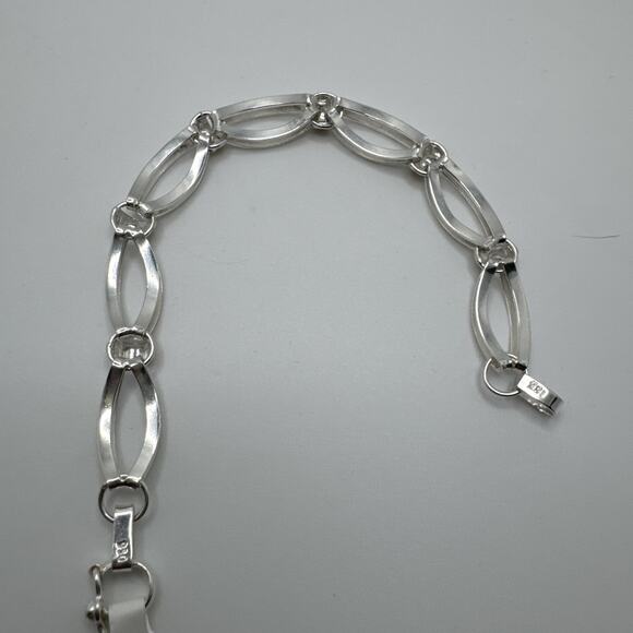 Designer Peruvian Sterling Silver 950 and 18K Gold Inlay Bracelet - 7.5” - Picture 5 of 8